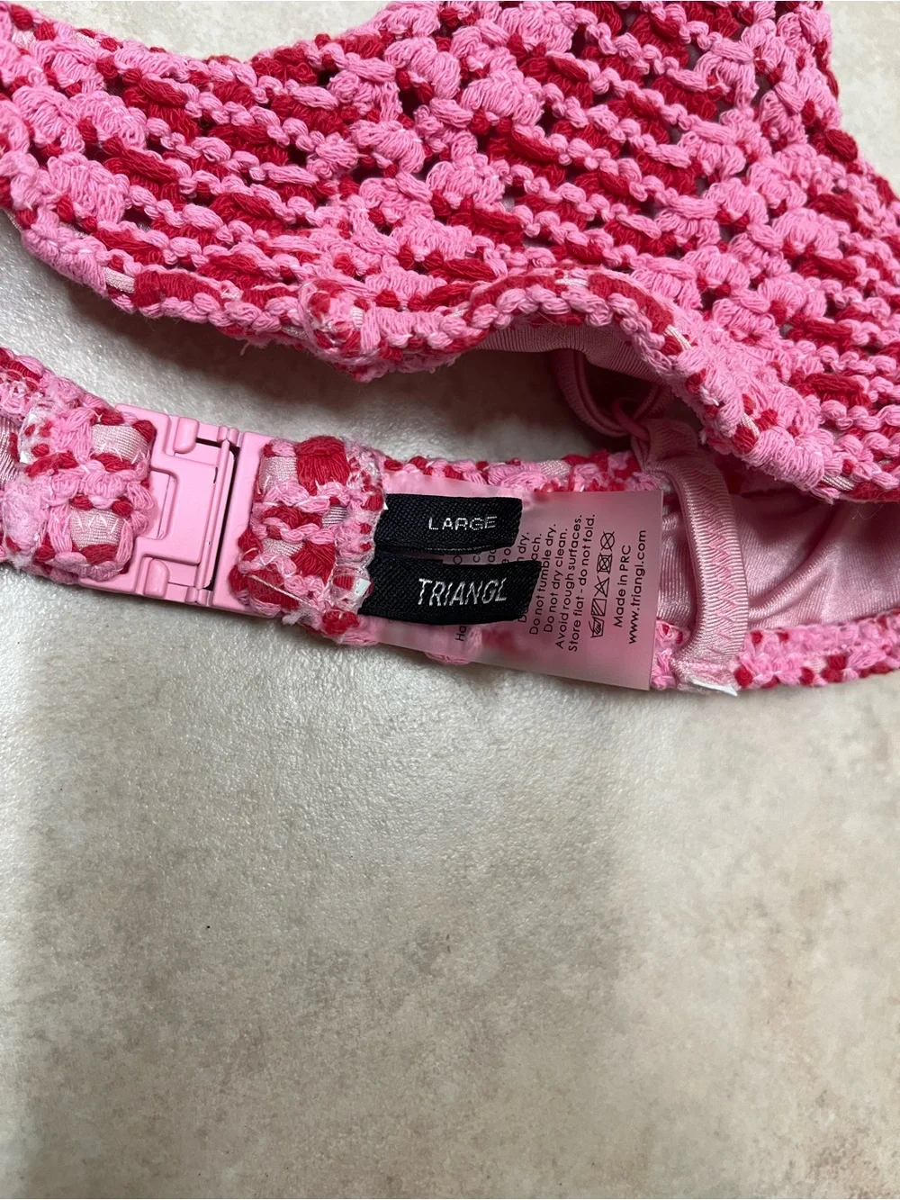 triangl swimwear Pink Two-Tone Crochet Bikini Top